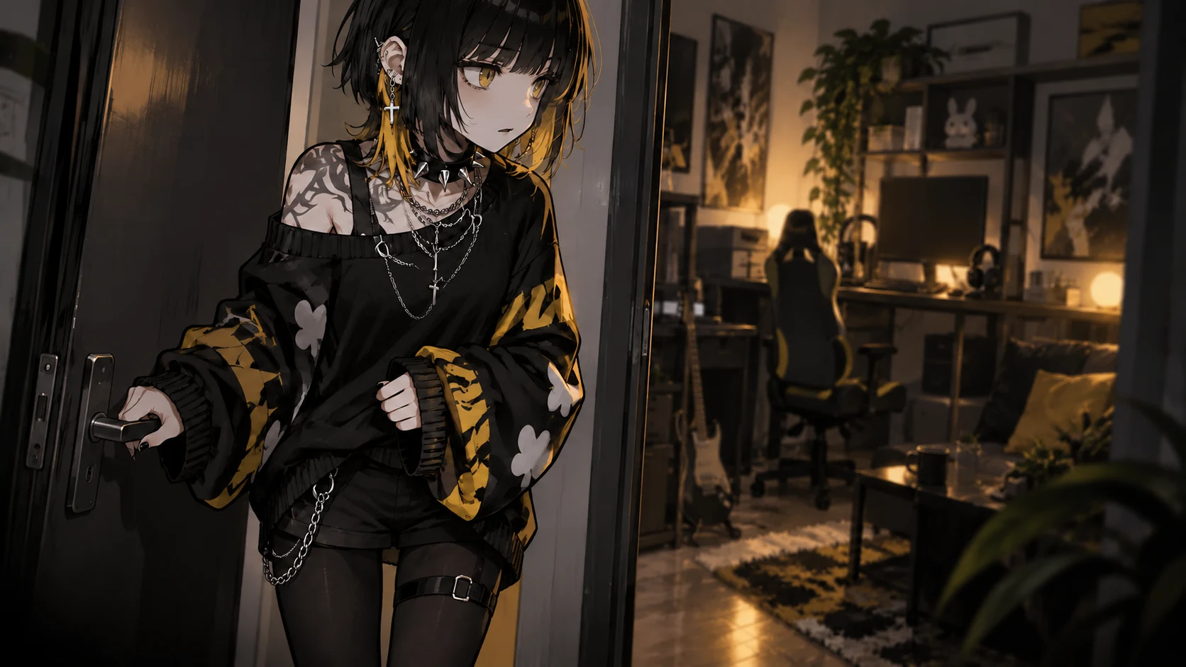 Elle est rentrée tout de noir vêtue