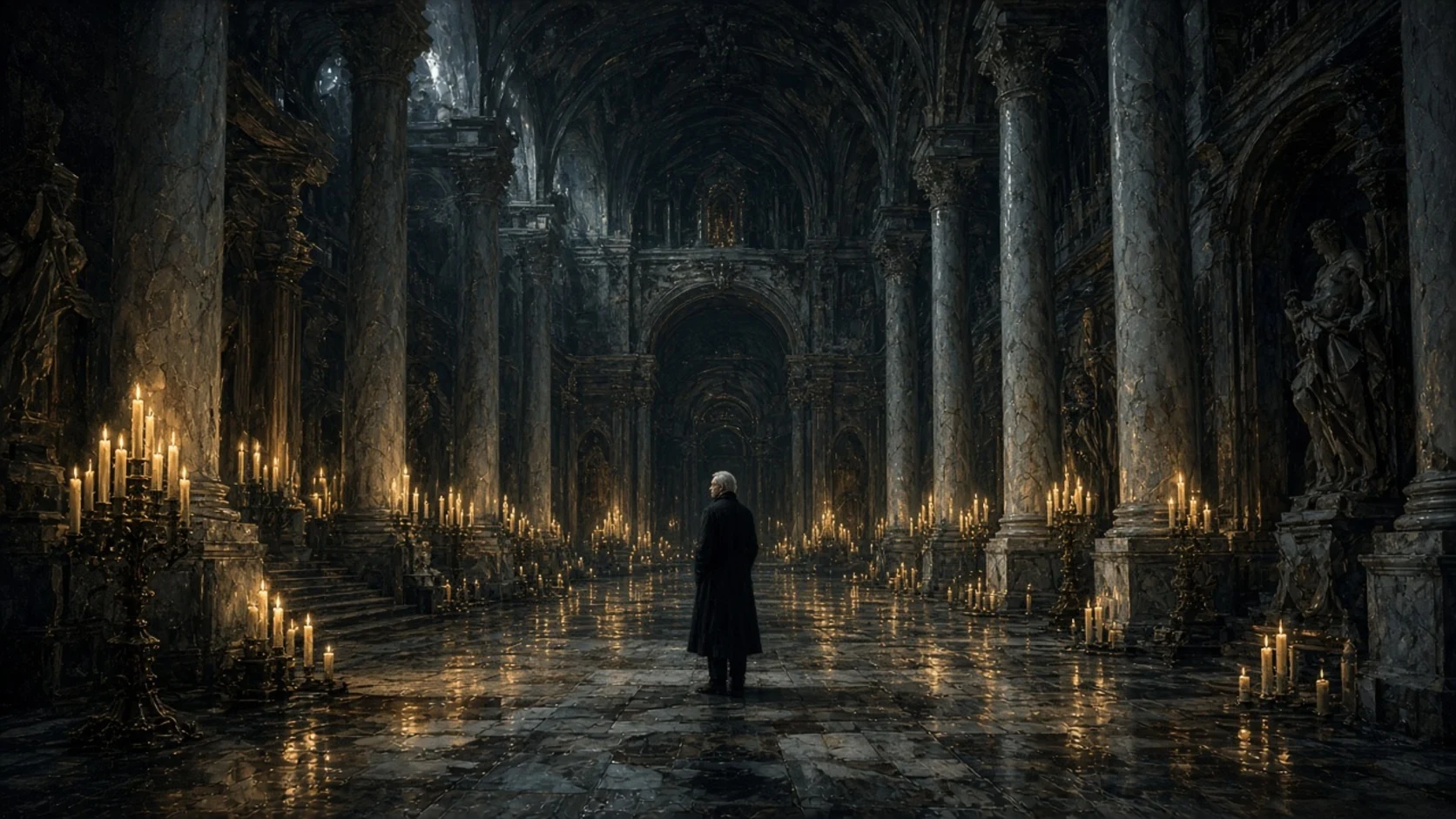 Une lueur de bougie dans le hall