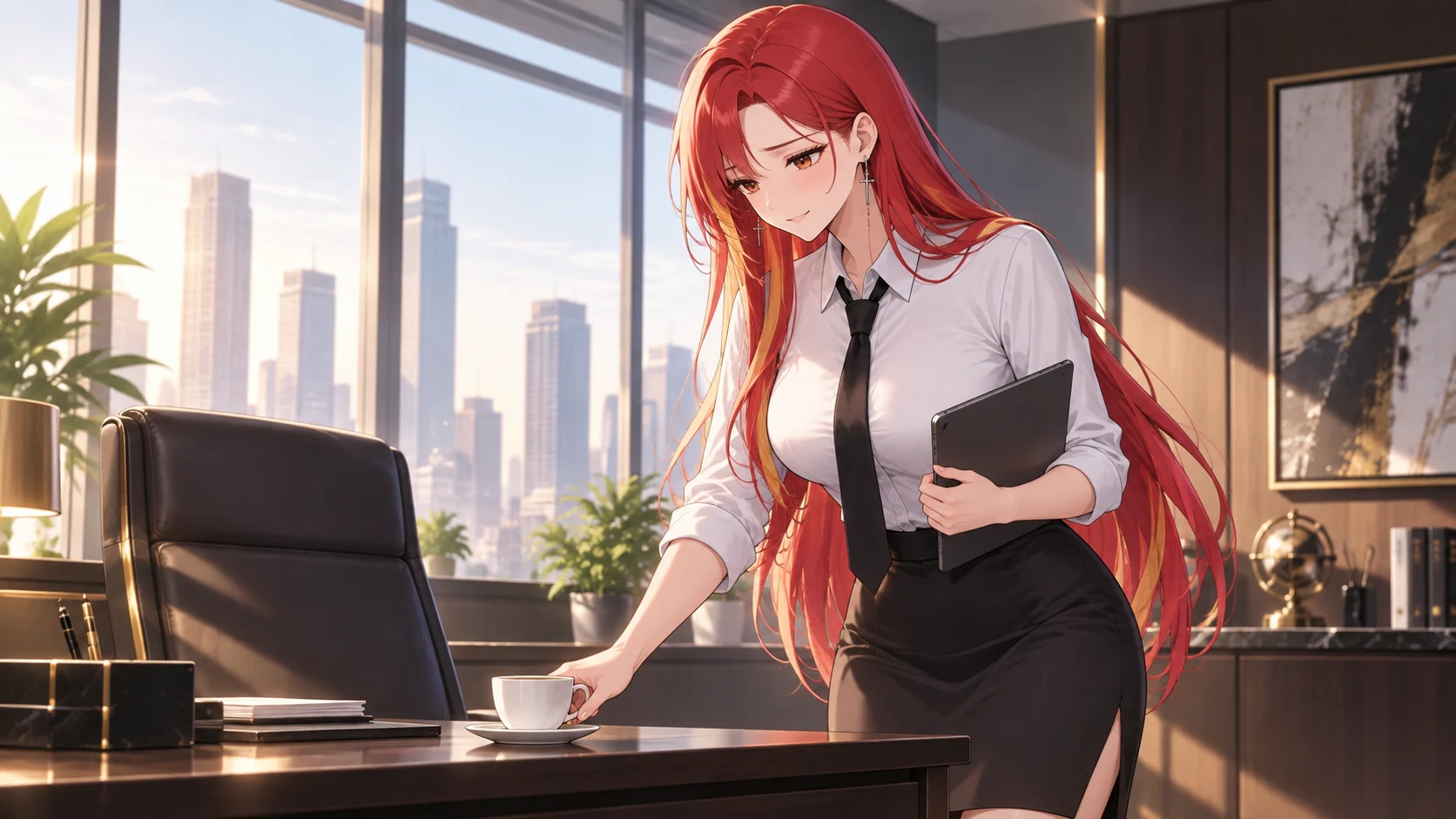 La secrétaire qui apporte le café du matin