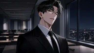 Still at his desk