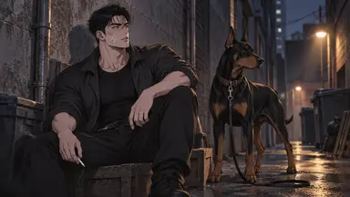 The Man at the End of the Doberman's Leash