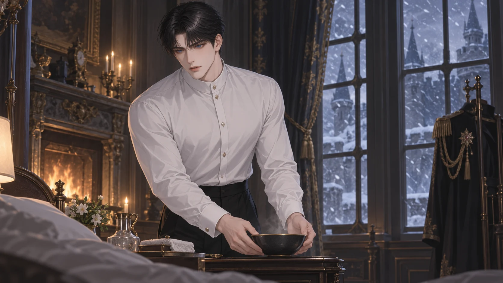 Le duc du château pris dans le blizzard